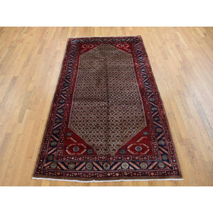 5'x9'6" Saddle Brown, New Persian Serab, Trellis Flower Design, Camel Hair Full Pile, Pure Wool, Hand Knotted, Gallery Size Runner Oriental Rug FWR524736