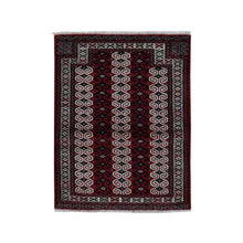 Load image into Gallery viewer, 3&#39;2&quot;x4&#39;1&quot; Maroon Red, Turkoman Repetitive Geometrical Prayer Design, Pure Wool, Hand Knotted, Oriental Rug FWR524760