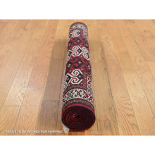 Load image into Gallery viewer, 3&#39;2&quot;x4&#39;1&quot; Maroon Red, Turkoman Repetitive Geometrical Prayer Design, Pure Wool, Hand Knotted, Oriental Rug FWR524760