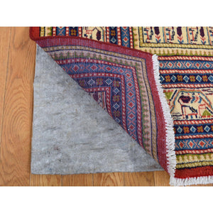 6'7"x10'2" Tomato Red, New Persian Sarouk Mir, Full Pile, Pure Wool, Small Design, Hand Knotted, Oriental Rug FWR524766