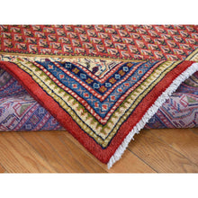Load image into Gallery viewer, 6&#39;7&quot;x10&#39;2&quot; Tomato Red, New Persian Sarouk Mir, Full Pile, Pure Wool, Small Design, Hand Knotted, Oriental Rug FWR524766