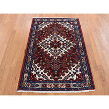 Load image into Gallery viewer, 3&#39;5&quot;x5&#39;1&quot; Maroon Red, New Persian Hamadan, Pure Wool, Hand Knotted, Oriental Rug FWR524772