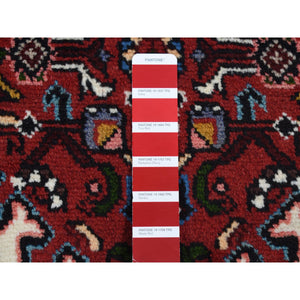 3'5"x5'1" Maroon Red, New Persian Hamadan, Pure Wool, Hand Knotted, Oriental Rug FWR524772