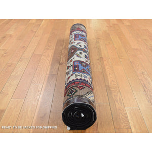 4'3"x6'8" Ivory, New Persian Mosel with Small Animal Figurines, Pure Wool, Hand Knotted, Oriental Rug FWR524790