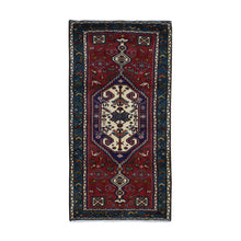 Load image into Gallery viewer, 3&#39;4&quot;x6&#39;8&quot; Maroon Red, Pure Wool, Hand Knotted, New Persian Mosel, Runner Oriental Rug FWR524802