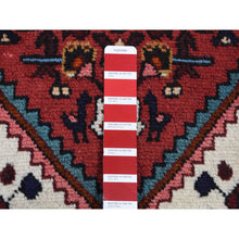 Load image into Gallery viewer, 3&#39;5&quot;x5&#39;1&quot; Burgundy Red, New Persian Hamadan, Diamond and Flower Design, Pure Wool, Hand Knotted, Oriental Rug FWR524808