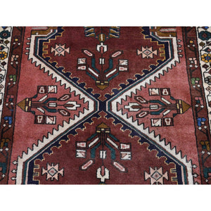 3'9"x9'9" Redwood Red, Vintage Persian Malayer, Pure Wool, Hand Knotted, Wide Runner Oriental Rug FWR524814