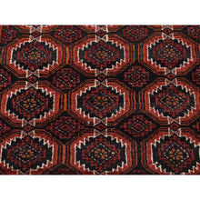 Load image into Gallery viewer, 3&#39;8&quot;x7&#39;9&quot; Maroon Red, Vintage Persian Baluch with Peacock Design, Pure Wool, Hand Knotted, Wide Runner Oriental Rug FWR524820