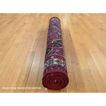 Load image into Gallery viewer, 5&#39;x7&#39;7&quot; Vermilion Red, New Persian Hamadan, Geometric Flower Design, Pure Wool, Hand Knotted, Oriental Rug FWR524838
