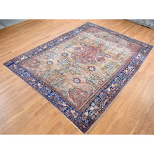 Load image into Gallery viewer, 8&#39;4&quot;x11&#39;6&quot; Old Moss Green, Rare Antique Persian Sarouk Fereghan with Medallion Design, Dense Weave, Hand Knotted, Pure Wool, Even Wear and Soft, Cleaned with Sides and Ends Professionally Secured, Oriental Rug FWR524880