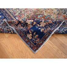 Load image into Gallery viewer, 8&#39;4&quot;x11&#39;6&quot; Old Moss Green, Rare Antique Persian Sarouk Fereghan with Medallion Design, Dense Weave, Hand Knotted, Pure Wool, Even Wear and Soft, Cleaned with Sides and Ends Professionally Secured, Oriental Rug FWR524880