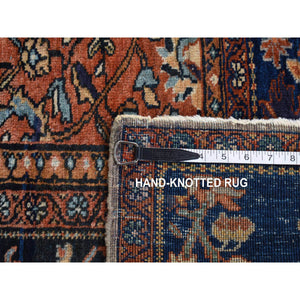 8'4"x11'6" Old Moss Green, Rare Antique Persian Sarouk Fereghan with Medallion Design, Dense Weave, Hand Knotted, Pure Wool, Even Wear and Soft, Cleaned with Sides and Ends Professionally Secured, Oriental Rug FWR524880
