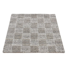 Load image into Gallery viewer, 2&#39;1&quot;x2&#39;3&quot; Fossil Gray, Modern Patchwork Design, Hand Loomed, 100% Wool, Sample Fragment, Squarish, Oriental Rug FWR524898