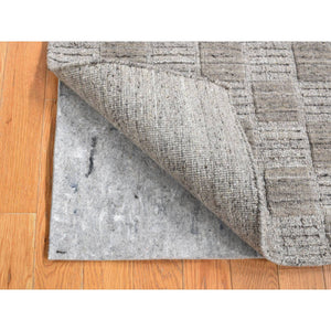 2'1"x2'3" Fossil Gray, Modern Patchwork Design, Hand Loomed, 100% Wool, Sample Fragment, Squarish, Oriental Rug FWR524898