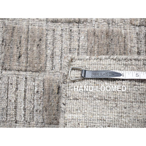 2'1"x2'3" Fossil Gray, Modern Patchwork Design, Hand Loomed, 100% Wool, Sample Fragment, Squarish, Oriental Rug FWR524898