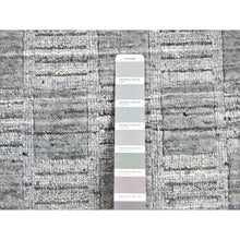 Load image into Gallery viewer, 1&#39;6&quot;x2&#39; Cloud Gray, Pure Wool, Modern Checkers Design, Hand Loomed, Sample Fragment, Squarish, Oriental Rug FWR524904