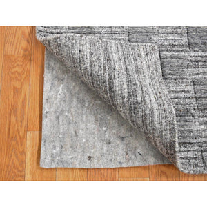 2'x2' Dim Gray, Hand Loomed, Modern Checkers Design, 100% Wool, Sample Fragment, Square, Oriental Rug FWR524910