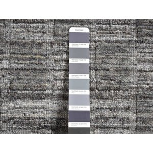 2'x2' Dim Gray, Hand Loomed, Modern Checkers Design, 100% Wool, Sample Fragment, Square, Oriental Rug FWR524910