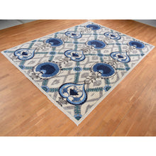 Load image into Gallery viewer, 10&#39;x13&#39;9&quot; Ivory, On Clearance, Hand Knotted, Arts and Crafts Design, Repetitive Heart Shape and Large Leaves, Pure Wool, Oriental Rug FWR525066