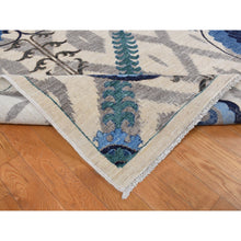 Load image into Gallery viewer, 10&#39;x13&#39;9&quot; Ivory, On Clearance, Hand Knotted, Arts and Crafts Design, Repetitive Heart Shape and Large Leaves, Pure Wool, Oriental Rug FWR525066