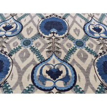 Load image into Gallery viewer, 10&#39;x13&#39;9&quot; Ivory, On Clearance, Hand Knotted, Arts and Crafts Design, Repetitive Heart Shape and Large Leaves, Pure Wool, Oriental Rug FWR525066