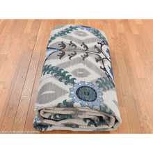 Load image into Gallery viewer, 10&#39;x13&#39;9&quot; Ivory, On Clearance, Hand Knotted, Arts and Crafts Design, Repetitive Heart Shape and Large Leaves, Pure Wool, Oriental Rug FWR525066
