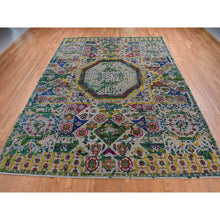 Load image into Gallery viewer, 10&#39;x14&#39; Verdun Green, Sari Silk with Wool, Mamluk Design, Hand Knotted, Oriental Rug FWR525072