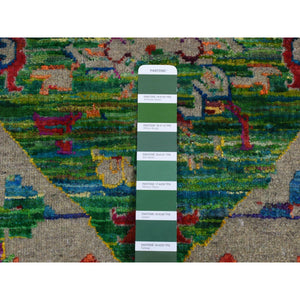 10'x14' Verdun Green, Sari Silk with Wool, Mamluk Design, Hand Knotted, Oriental Rug FWR525072