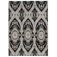Load image into Gallery viewer, 9&#39;1&quot;x13&#39; Eerie Black, 100% Wool, Ikat Uzbek Design, Hand Knotted, Oriental Rug FWR525078