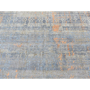 8'x10' Sky Blue, Silk with Textured Wool, Tone on Tone, Modern All Over Design, Hand Knotted, Oriental Rug FWR525084