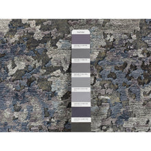 Load image into Gallery viewer, 7&#39;10&quot;x9&#39;9&quot; Battleship Gray, Hi-Low Pile, Modern Abstract Design, Wool and Silk, Hand Knotted, Oriental Rug FWR525090