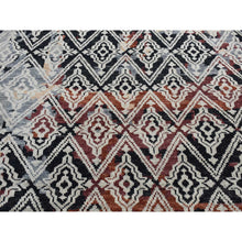Load image into Gallery viewer, 9&#39;10&quot;x14&#39; Void Black, Supple Collection, Erased Repetitive Mughal Design, Pure Wool, Hand Knotted, Oriental Rug FWR525108