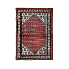 Load image into Gallery viewer, 3&#39;5&quot;x5&#39;2&quot; Fire Brick Red, Pure Wool, Vintage Sarouk Mir with Boteh Design, Hand Knotted, Oriental Rug FWR525126