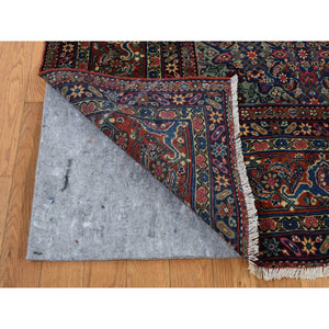 8'x10'3" Royal Blue, Antique Persian Tabriz, Fish Mahi All Over Herat Design, Hand Knotted, Pure Wool, Good Condition, Cleaned, Sides and Ends Professionally Secured, Oriental Rug FWR525198
