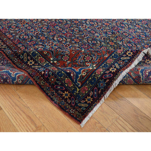 8'x10'3" Royal Blue, Antique Persian Tabriz, Fish Mahi All Over Herat Design, Hand Knotted, Pure Wool, Good Condition, Cleaned, Sides and Ends Professionally Secured, Oriental Rug FWR525198