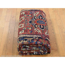 Load image into Gallery viewer, 7&#39;8&quot;x10&#39;6&quot; Burgundy Red, 100% Wool, Hand Knotted, Antique Persian Heriz, Evenly Worn, Clean, Sides and Ends Professionally Secured, Oriental Rug FWR525384