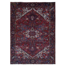 Load image into Gallery viewer, 10&#39;6&quot;x14&#39;4&quot; Vermilion Red, Semi Antique Persian Heriz, Full Pile and Clean, Hand Knotted, Pure Wool, XL Oriental Rug FWR525468