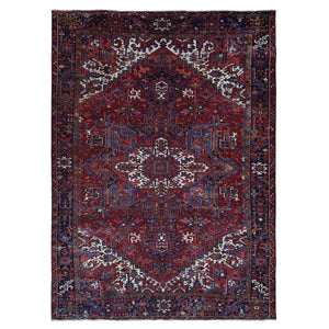 10'6"x14'4" Vermilion Red, Semi Antique Persian Heriz, Full Pile and Clean, Hand Knotted, Pure Wool, XL Oriental Rug FWR525468