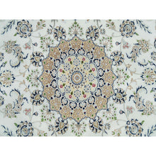 Load image into Gallery viewer, 7&#39;9&quot;x10&#39;1&quot; Powder White, Hand Knotted, Nain with Center Medallion Flower Design, 250 KPSI, Extra Soft Wool, Oriental Rug FWR540036