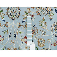 Load image into Gallery viewer, 7&#39;6&quot;x7&#39;6&quot; Beau Blue, 250 KPSI, Extra Soft Wool, Hand Knotted, Nain with All Over Flower Design, Round Oriental Rug FWR540072