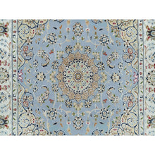 Load image into Gallery viewer, 4&#39;3&quot;x4&#39;3&quot; Beau Blue, Nain with All Over Flower Design, 250 KPSI, 100% Wool, Hand Knotted, Square Oriental Rug FWR540114