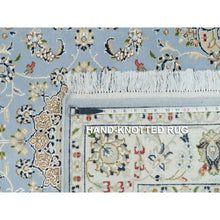 Load image into Gallery viewer, 4&#39;3&quot;x4&#39;3&quot; Beau Blue, Nain with All Over Flower Design, 250 KPSI, 100% Wool, Hand Knotted, Square Oriental Rug FWR540114