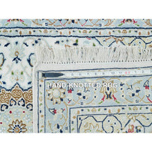 Load image into Gallery viewer, 2&#39;8&quot;x13&#39; Powder White, Hand Knotted, Nain with Center Medallion Flower Design, 250 KPSI, Organic Wool, Runner Oriental Rug FWR540168