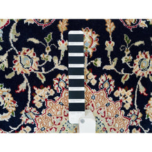 Load image into Gallery viewer, 4&#39;1&quot;x4&#39;1&quot; Midnight Blue, Hand Knotted, Nain with Center Medallion Flower Design, 250 KPSI, Pure Wool, Square Oriental Rug FWR540246