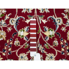 Load image into Gallery viewer, 6&#39;x6&#39; Burgundy Red, 250 KPSI, Organic Wool, Hand Knotted, Nain with All Over Flower Design, Round Oriental Rug FWR540312