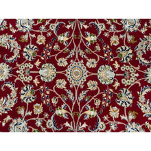 Load image into Gallery viewer, 6&#39;x6&#39; Burgundy Red, 250 KPSI, Organic Wool, Hand Knotted, Nain with All Over Flower Design, Round Oriental Rug FWR540312
