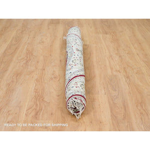 6'x6' Burgundy Red, 250 KPSI, Organic Wool, Hand Knotted, Nain with All Over Flower Design, Round Oriental Rug FWR540312