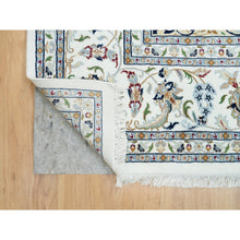 Load image into Gallery viewer, 9&#39;10&quot;x14&#39; Powder White, Hand Knotted, Nain with Center Medallion Flower Design, 250 KPSI, Extra Soft Wool, Oriental Rug FWR540324
