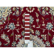 Load image into Gallery viewer, 4&#39;1&quot;x4&#39;1&quot; Burgundy Red, Hand Knotted, Nain with Center Medallion Flower Design, 250 KPSI, Natural Wool, Square Oriental Rug FWR540342