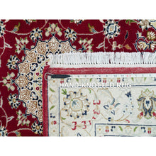 Load image into Gallery viewer, 4&#39;1&quot;x4&#39;1&quot; Burgundy Red, Hand Knotted, Nain with Center Medallion Flower Design, 250 KPSI, Natural Wool, Square Oriental Rug FWR540342